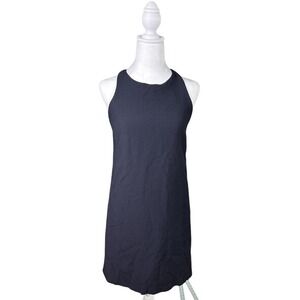 Massimo Dutti Black Textured Linen Halter Neck Mini Dress Size US 6 EUR 38